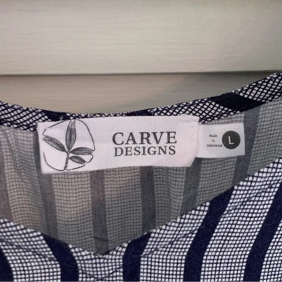Carve Designs Macy Dress Navy Stripe Women’s Large Relaxed Cami‎ Maxi Dress NWT